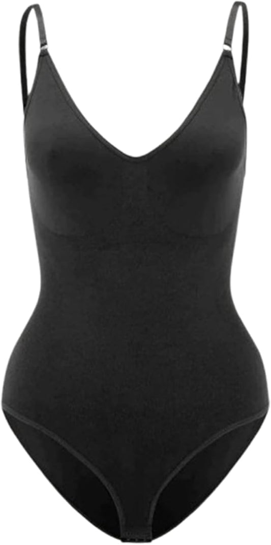 Comfort Fit V Neck Bodysuit with Open Crotch