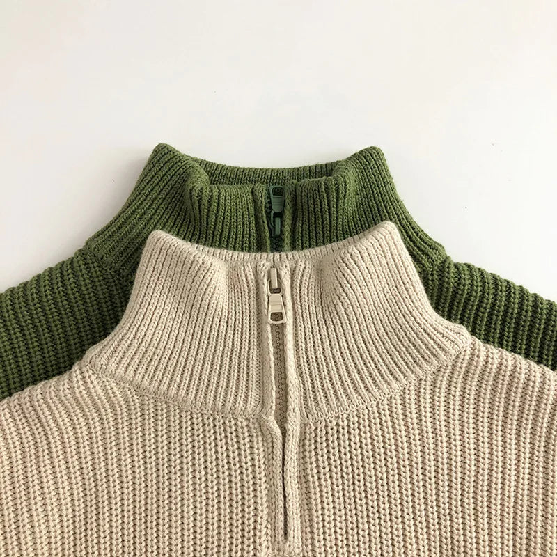 Stand Collar Striped Kids' Sweater