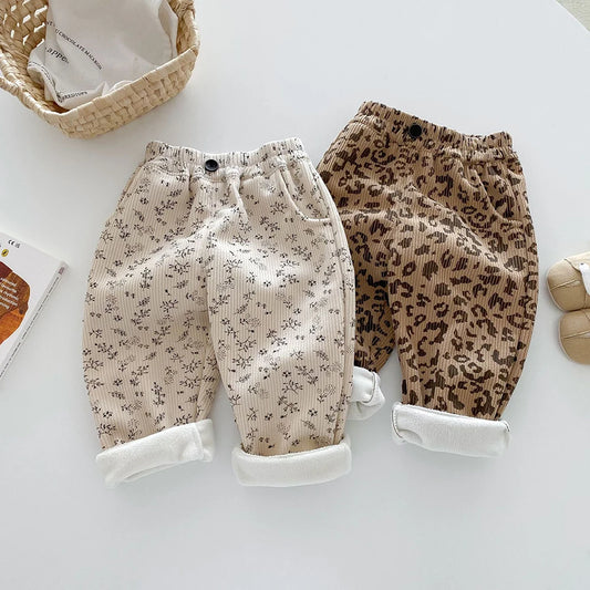 Leopard Print Fur-Lined Trousers