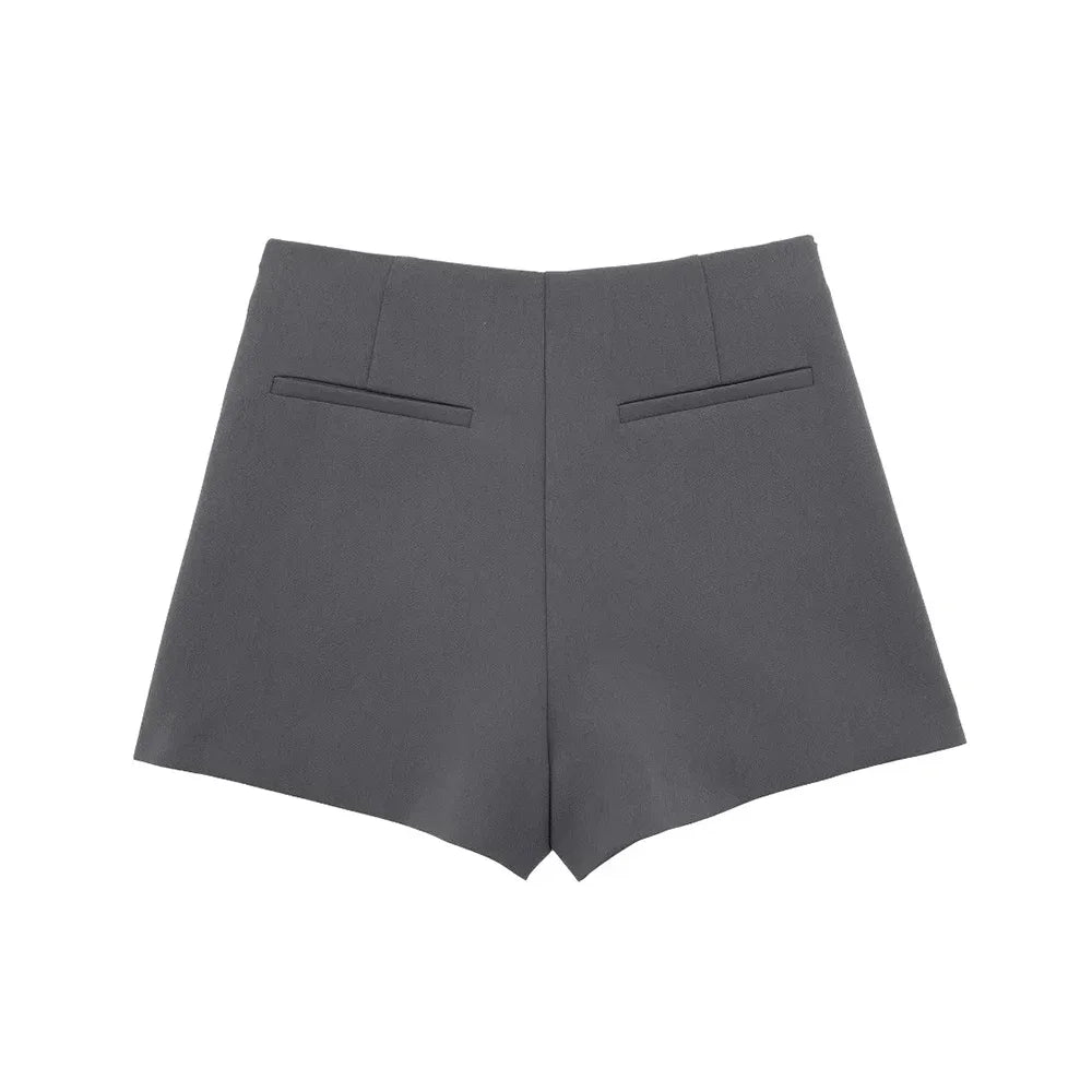 Asymmetric High-Waist Skort with Tab Detail