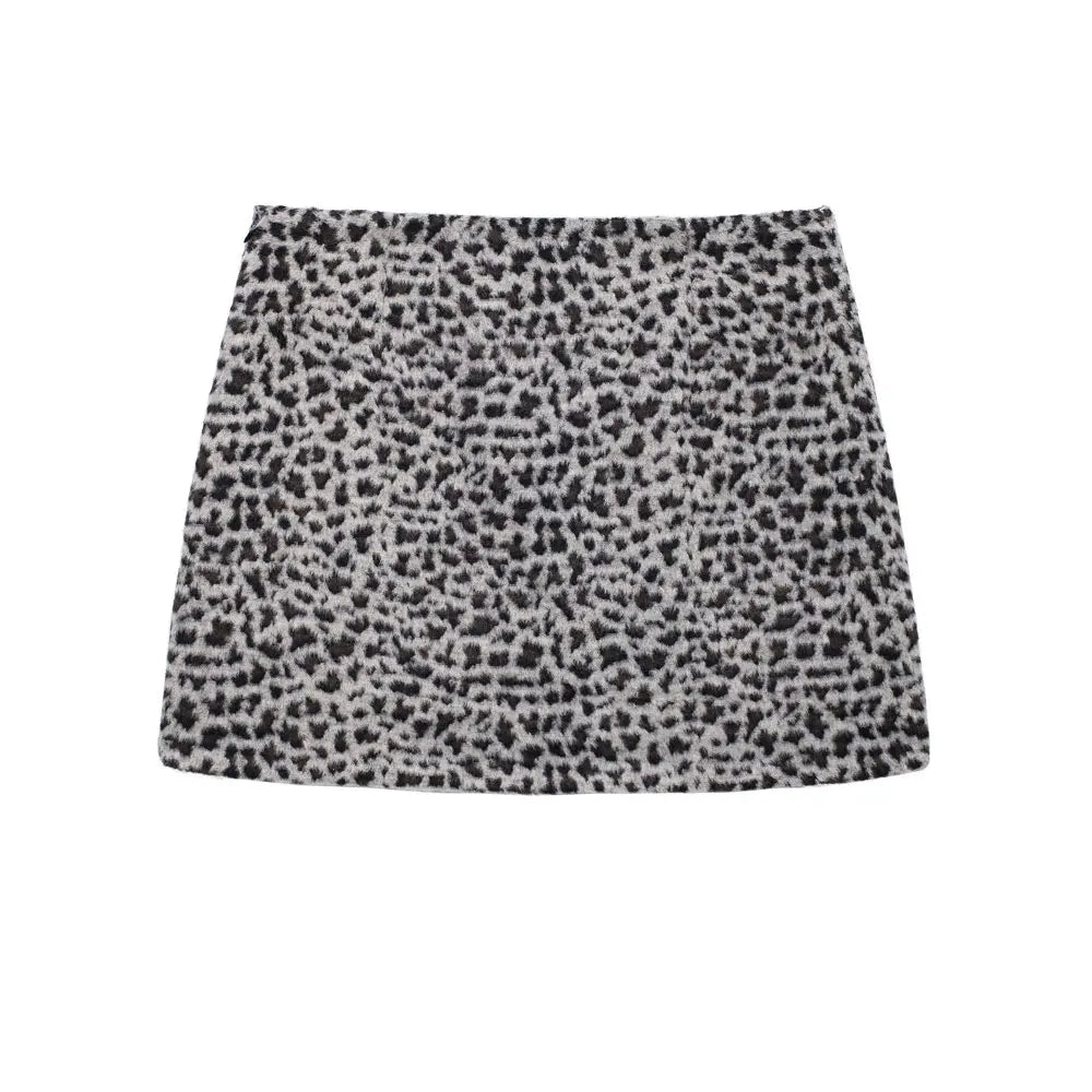 Women's Animal Print Two-Piece Set – Jacket & Mini Skirt