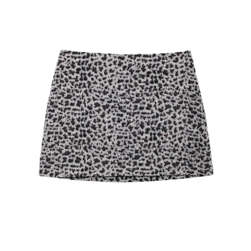 Women's Animal Print Two-Piece Set – Jacket & Mini Skirt